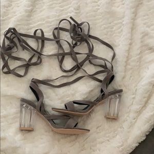 Grey Tie Up Heels